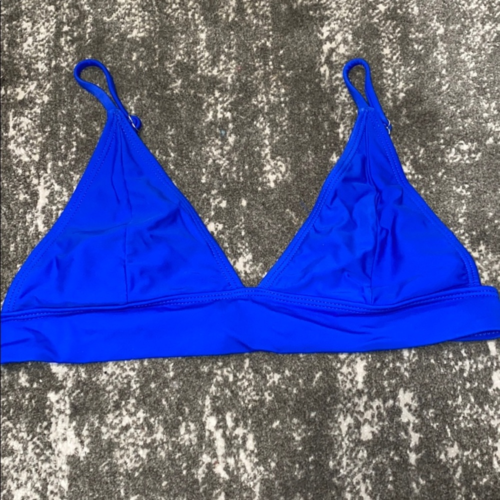 Blue triangle bikini top